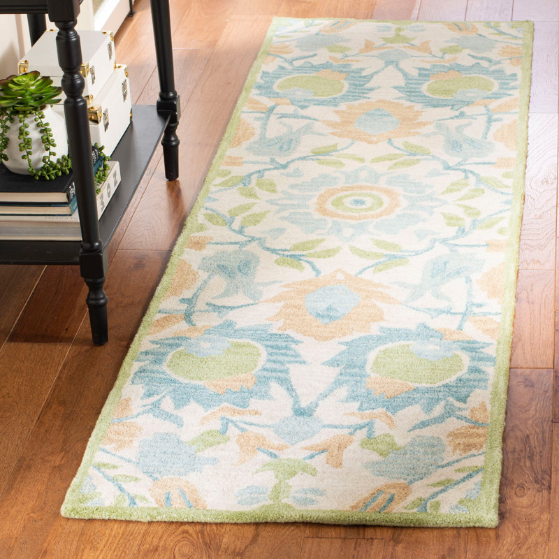 Charlton Home® Clayburn Handmade Wool Ivory/Green/Orange Rug Wayfair